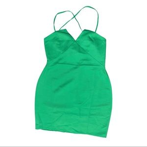 ASOS Structured Mini Dress with Lace Up Back. Size: US 8. Color: Green.